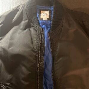 GAP Men's Black Bomber Jacket with Blue Lining
